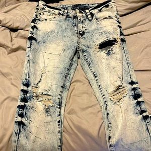 blue and white, denim, 32 waist